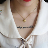Minimalist Heart Charm Necklace Stainless Steel 18K Plated