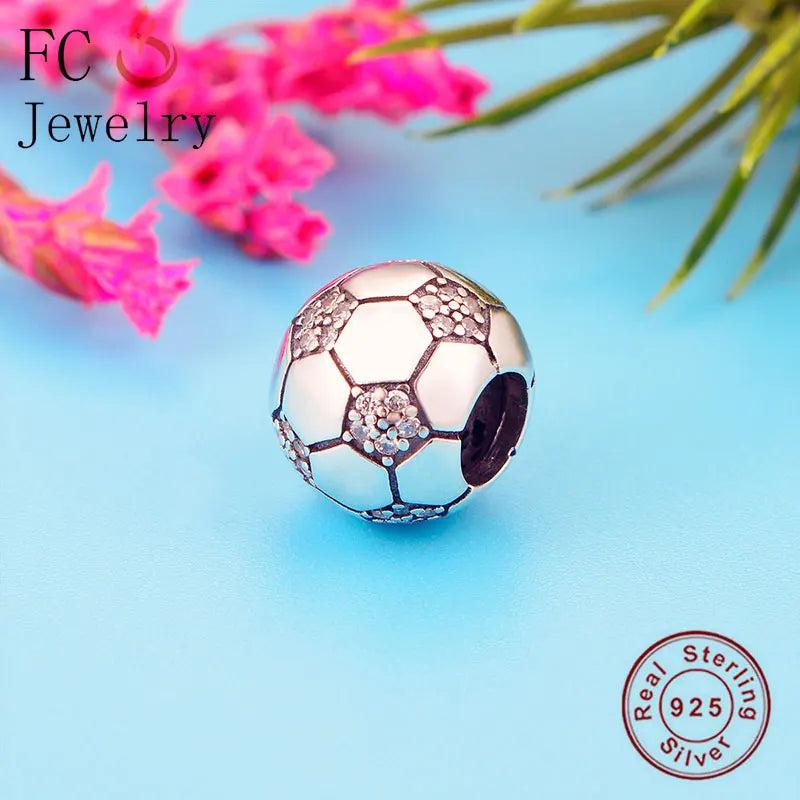 925 Silver Pan Charms Bracelet with Cubic Zirconia Beads