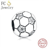 925 Silver Pan Charms Bracelet with Cubic Zirconia Beads