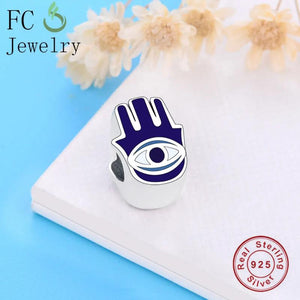 925 Silver Hand of Fatima Evil Eye Bead Berloque
