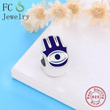 925 Silver Hand of Fatima Evil Eye Bead Berloque