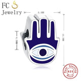 925 Silver Hand of Fatima Evil Eye Bead Berloque