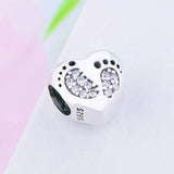 925 Silver Baby Girl Foot Print Bead for Charm Bracelet