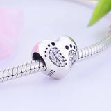 925 Silver Baby Girl Foot Print Bead for Charm Bracelet