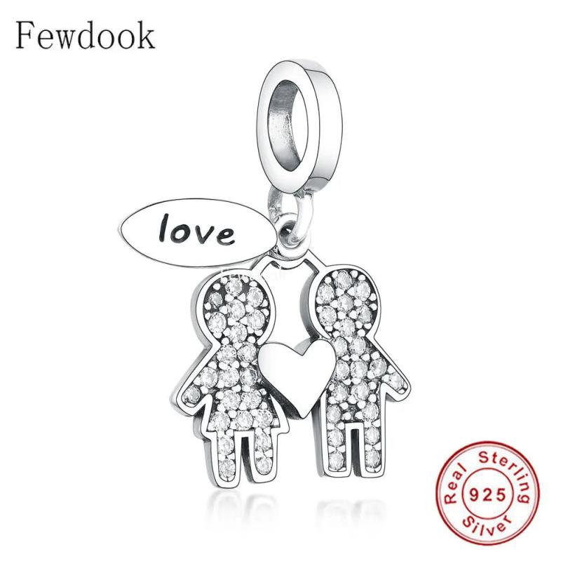 925 Sterling Silver Couple Brother & Sister Love Forever Bead