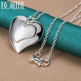 925 Sterling Silver Double Heart Pendant Necklace for Women