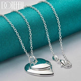 925 Sterling Silver Double Heart Pendant Necklace for Women