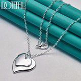 925 Sterling Silver Double Heart Pendant Necklace for Women