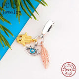 925 Silver Evil Eye Hamsa Hand Bead Pan Charms