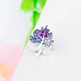 925 Sterling Silver Leaf Zircon Crystal Bead for Charm Bracelet