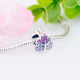 925 Sterling Silver Leaf Zircon Crystal Bead for Charm Bracelet