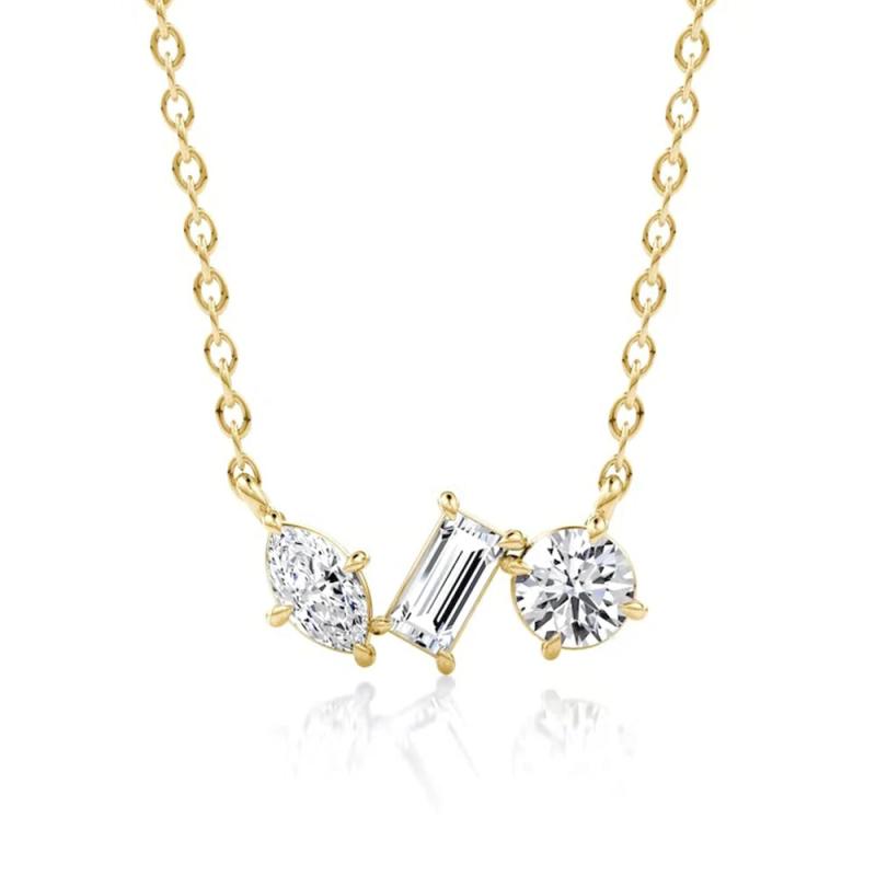925 Silver Clavicle Chain Geometric Zircon Pendant Necklace for Women