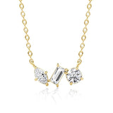 925 Silver Clavicle Chain Geometric Zircon Pendant Necklace for Women
