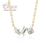 925 Silver Clavicle Chain Geometric Zircon Pendant Necklace for Women