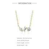 925 Silver Clavicle Chain Geometric Zircon Pendant Necklace for Women