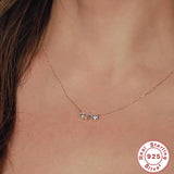 925 Silver Clavicle Chain Geometric Zircon Pendant Necklace for Women