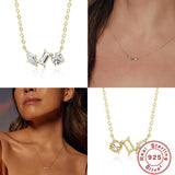 925 Silver Clavicle Chain Geometric Zircon Pendant Necklace for Women