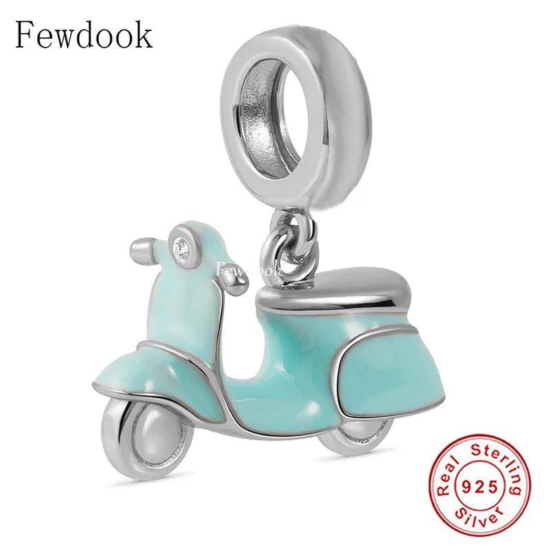 925 Sterling Silver Motorcycle Bike Pendant Charm for Bracelet DIY