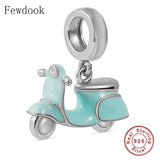 925 Sterling Silver Motorcycle Bike Pendant Charm for Bracelet DIY