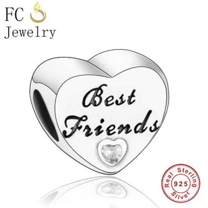 925 Silver Love Heart Crystal Bead Bracelet Charms