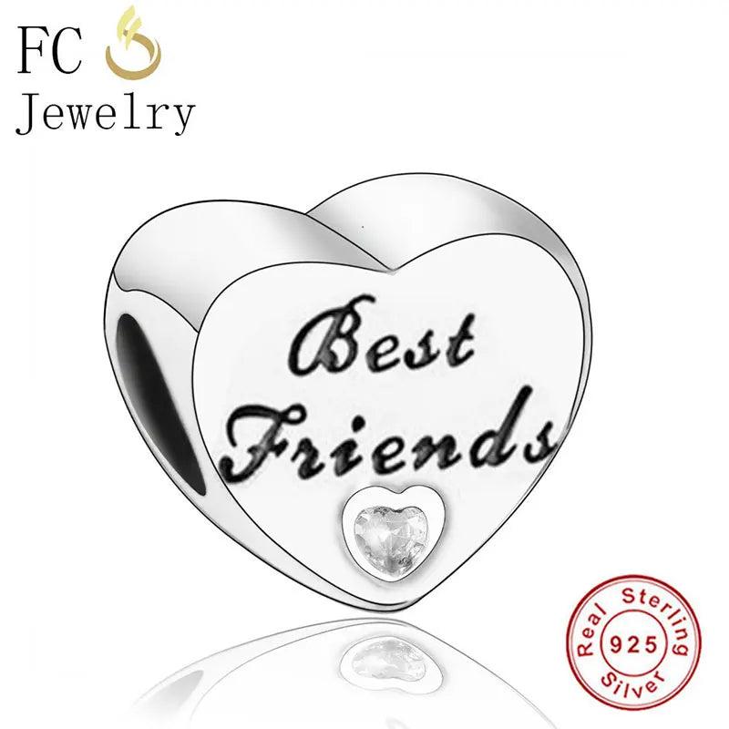 925 Silver Love Heart Crystal Bead Bracelet Charms