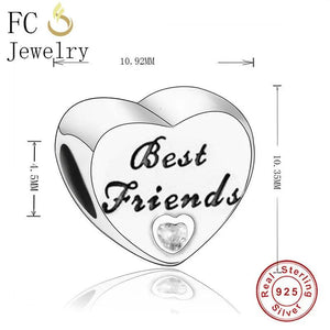 925 Silver Love Heart Crystal Bead Bracelet Charms