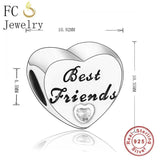 925 Silver Love Heart Crystal Bead Bracelet Charms