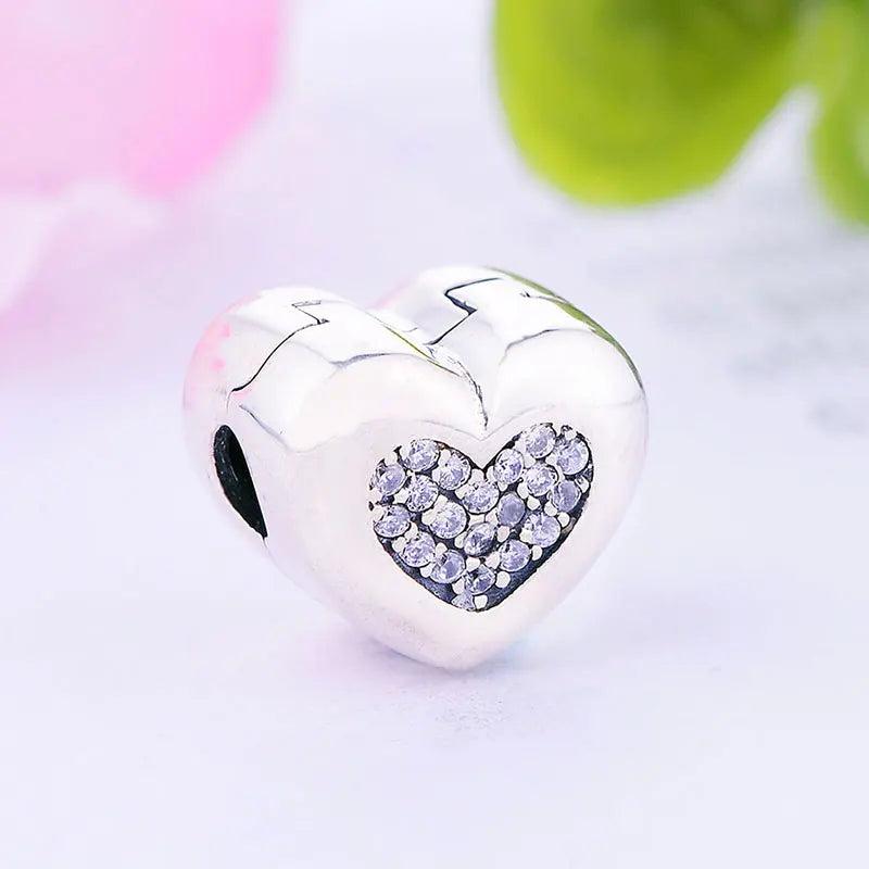 925 Silver Zircon Bead Stopper Clips for Charm Bracelet