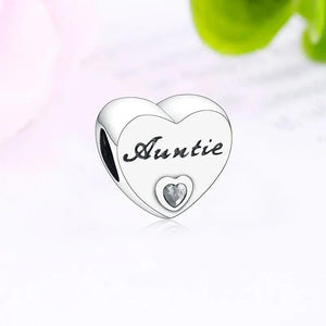 925 Silver Family Love Heart Bead Charm for Bracelet Making