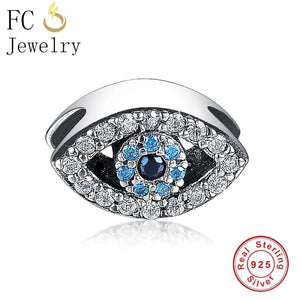 925 Silver Evil Eye Zirconia Bead for Pan Charms Bracelets