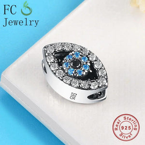 925 Silver Evil Eye Zirconia Bead for Pan Charms Bracelets