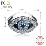 925 Silver Evil Eye Zirconia Bead for Pan Charms Bracelets