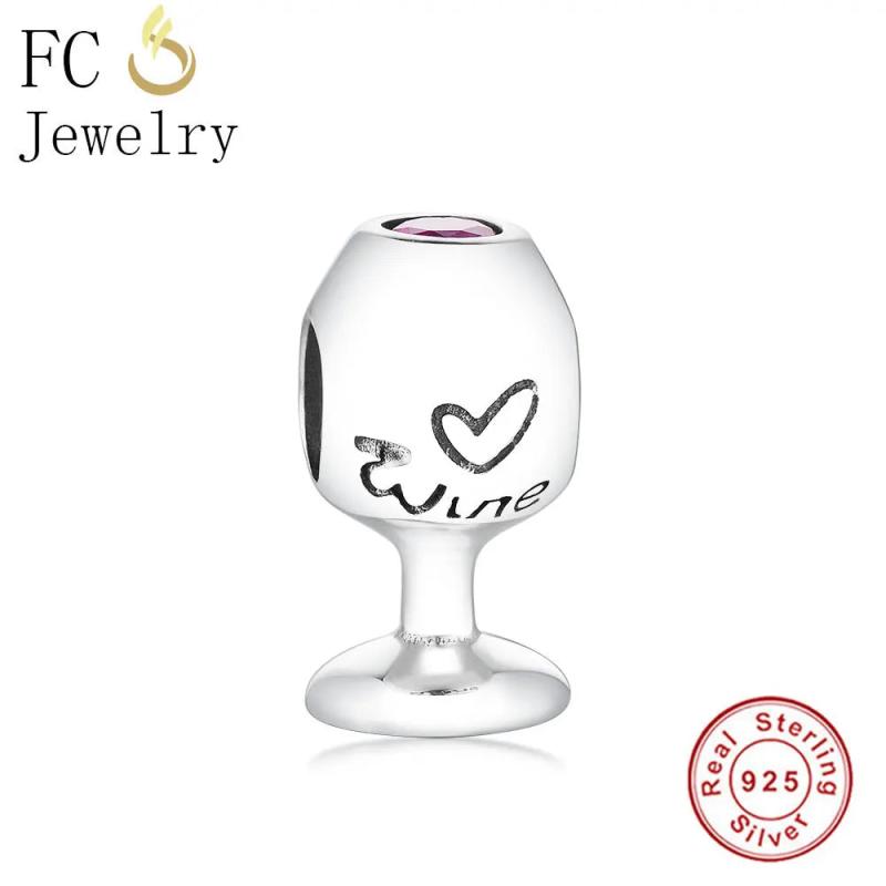 Real 925 Silver Palm Letter K Coffee Cup Bead Bracelet Charms