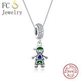 925 Sterling Silver Little Boy and Girl Charms for Bracelets