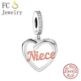 Sterling Silver Family Heart Bead Bracelet Charms for Women