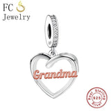 Sterling Silver Family Heart Bead Bracelet Charms for Women