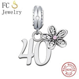 925 Silver Number Birthday Bead for Charm Bracelet DIY