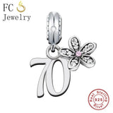 925 Silver Number Birthday Bead for Charm Bracelet DIY