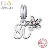 925 Silver Number Birthday Bead for Charm Bracelet DIY