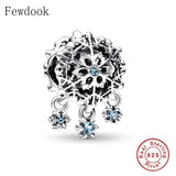 925 Sterling Silver Snowflake Zircon Bead for Christmas DIY