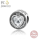 925 Silver Pink Zircon Stone Charm Bead for Bracelet Making