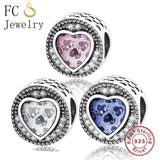925 Silver Pink Zircon Stone Charm Bead for Bracelet Making