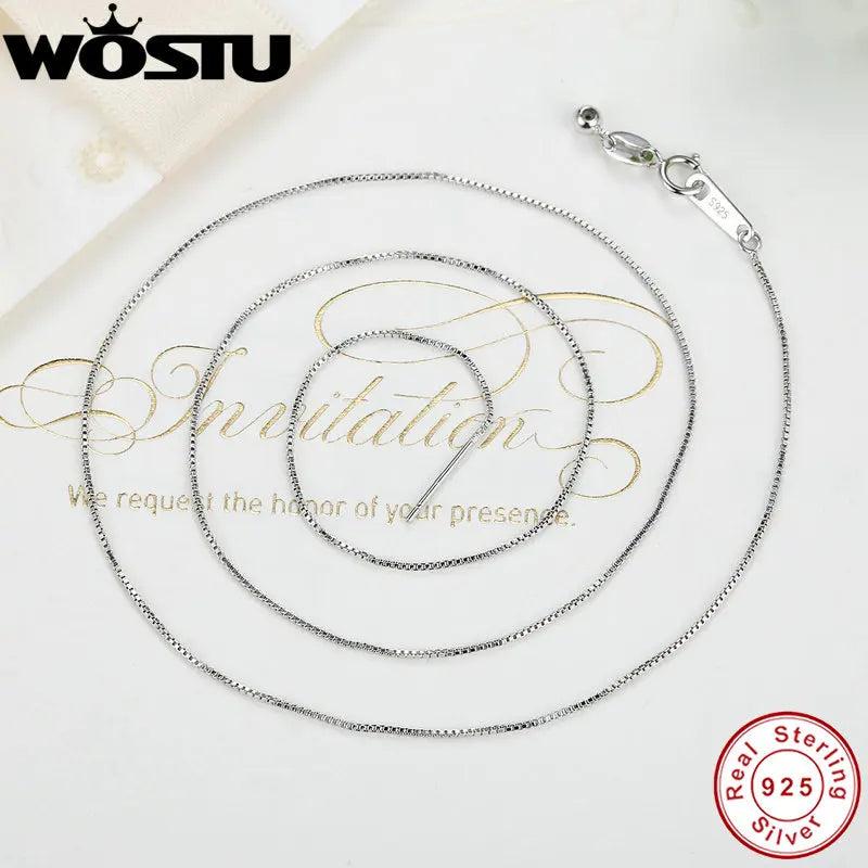 925 Silver Box Chain Adjustable Necklaces for Women