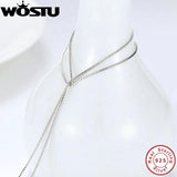 925 Silver Box Chain Adjustable Necklaces for Women