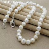 8mm Natural Pearl 925 Sterling Silver Chain Necklace Woman