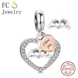 925 Sterling Silver Bead Berloque Charms Bracelet Jewelry Fit Pan