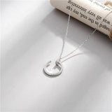 925 Silver Rhinestone C Nail Pendant Necklace