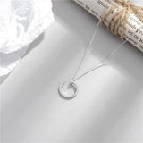 925 Silver Rhinestone C Nail Pendant Necklace