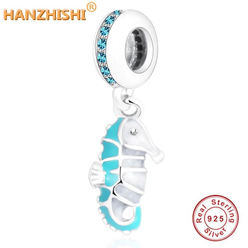 925 Sterling Silver Tropical Seahorse Pendant Charm