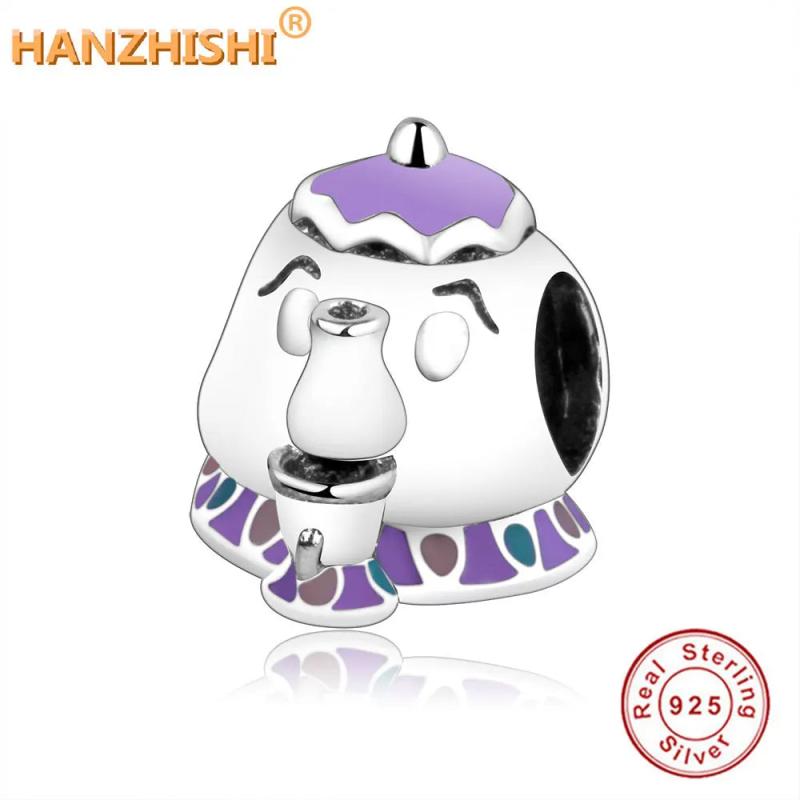 Teapot Charms Enamel Sterling Silver Beads